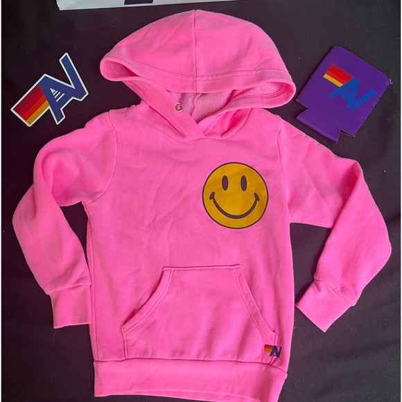 Aviator Nation Other - - NWT Aviator Nation KIDS Neon Pink  Smiley Face Hoodie Size 2
